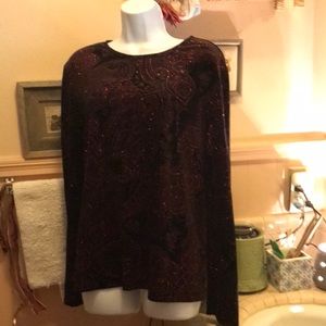 White Stag L/S Top - XL - Black w/Red Sparkles